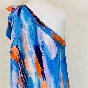 NWT Emery Rose‎ Midi Dress L One Shoulder Tie Beach Coastal Vacation Breezy